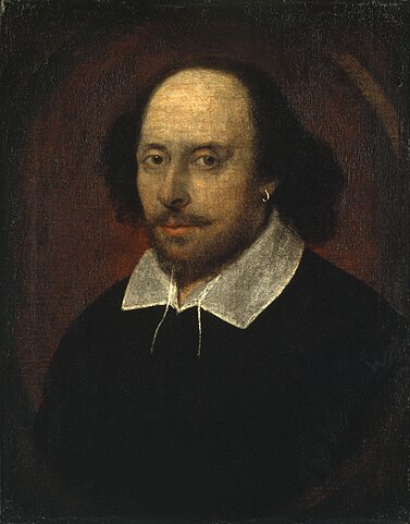 The Chandos Portrait, William Shakespeare, circa 1600-1610, Public Domain